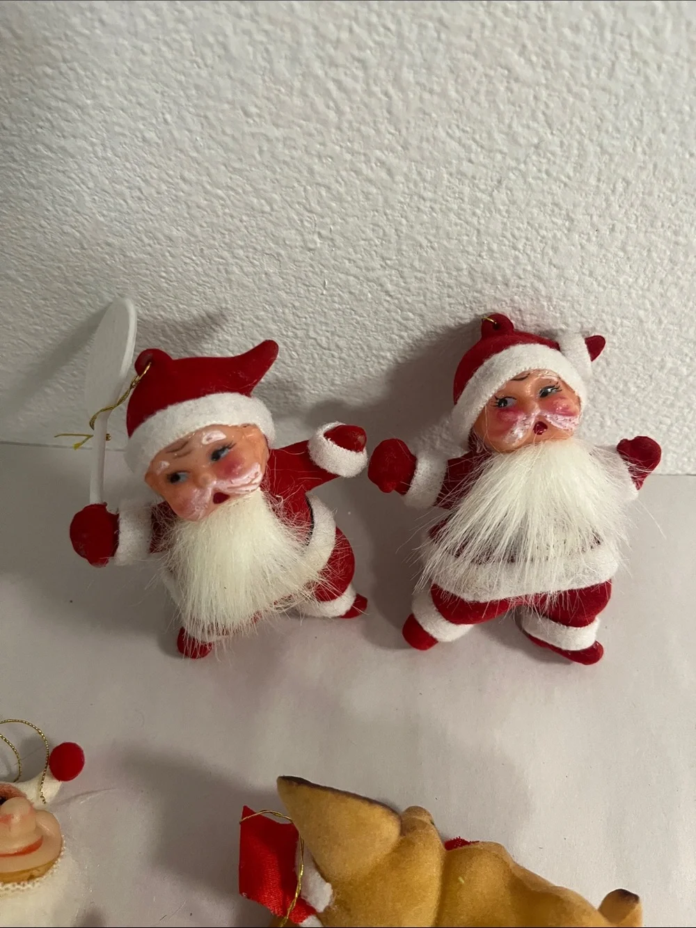 7 vintage flocked ornaments